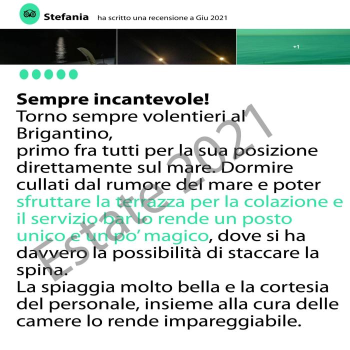 Recensione positiva per la posizione sul mare e la cortesia del personale.